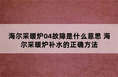 海尔采暖炉04故障是什么意思 海尔采暖炉补水的正确方法